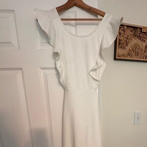 Selfie Leslie White Maxi Dress with Ruffle Sleeves